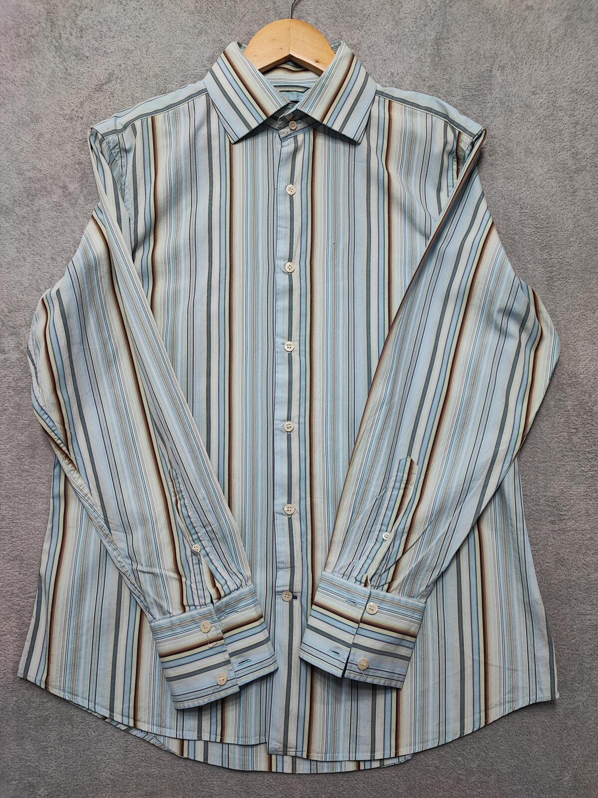 Vintage Banana Republic Grant Fit Striped Long Sleeve Shirt Blue Men Size Large