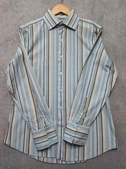 Vintage Banana Republic Grant Fit Striped Long Sleeve Shirt Blue Men Size Large