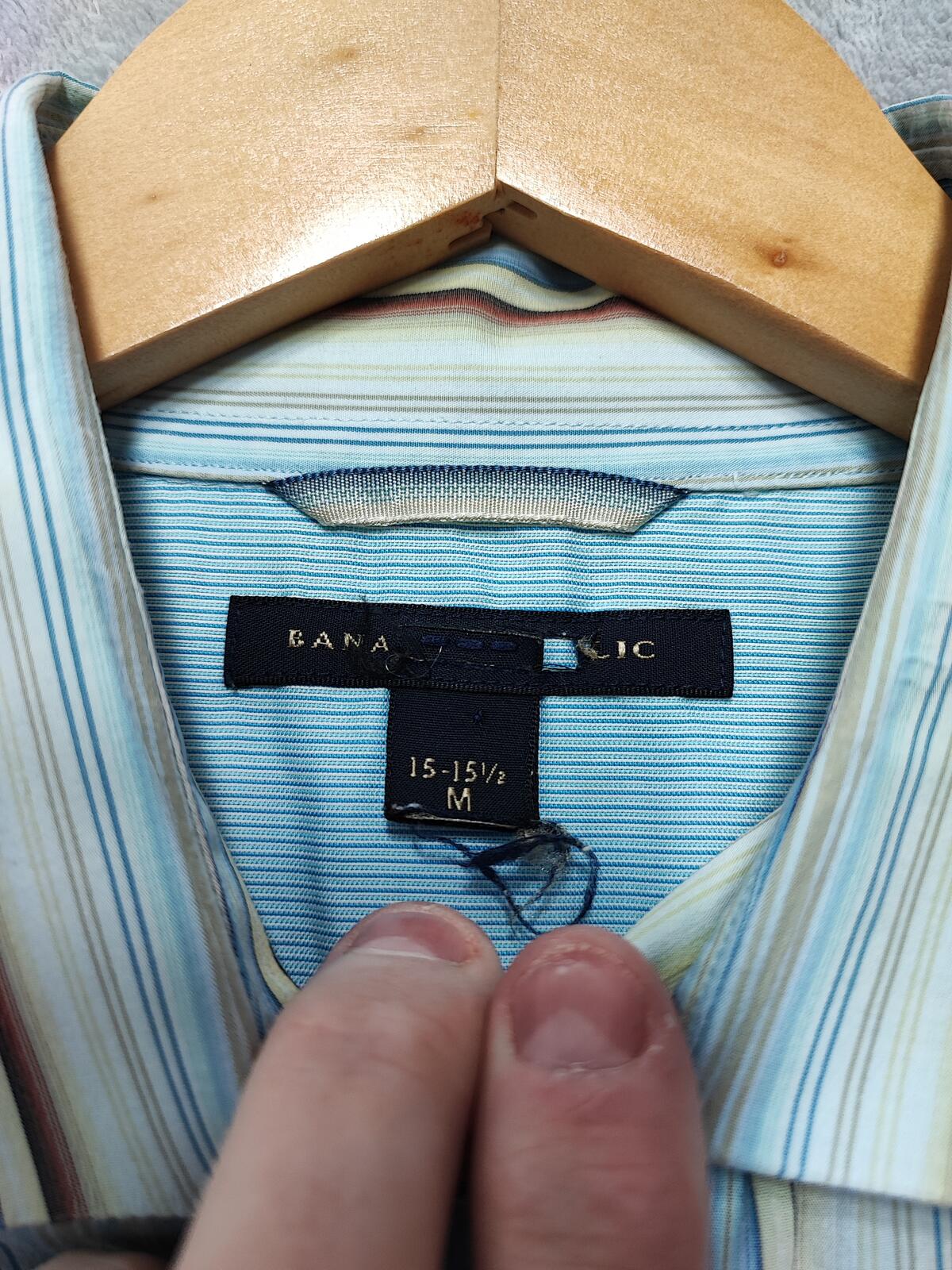 Vintage Banana Republic Grant Fit Striped Long Sleeve Shirt Blue Men Size Large