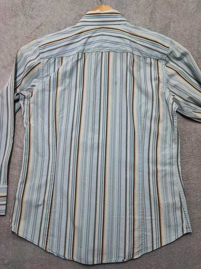 Vintage Banana Republic Grant Fit Striped Long Sleeve Shirt Blue Men Size Large
