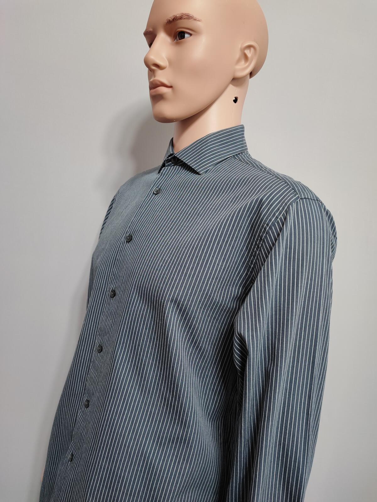 Vintage Calvin Klein Striped Shirt Medium Black White Cotton Long Sleeve 90s Y2K