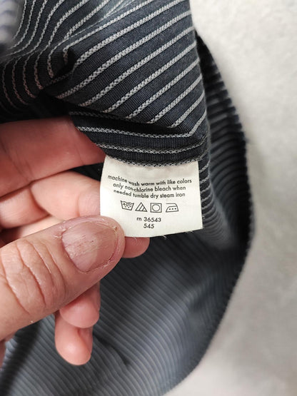 Vintage Calvin Klein Striped Shirt Medium Black White Cotton Long Sleeve 90s Y2K