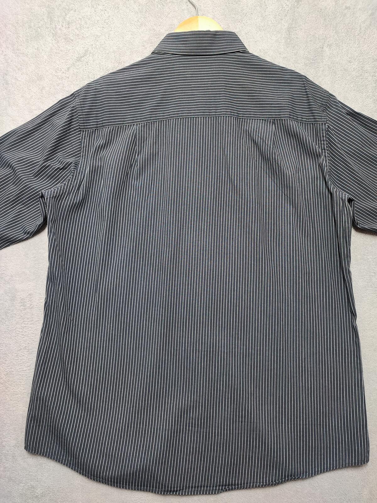 Vintage Calvin Klein Striped Shirt Medium Black White Cotton Long Sleeve 90s Y2K