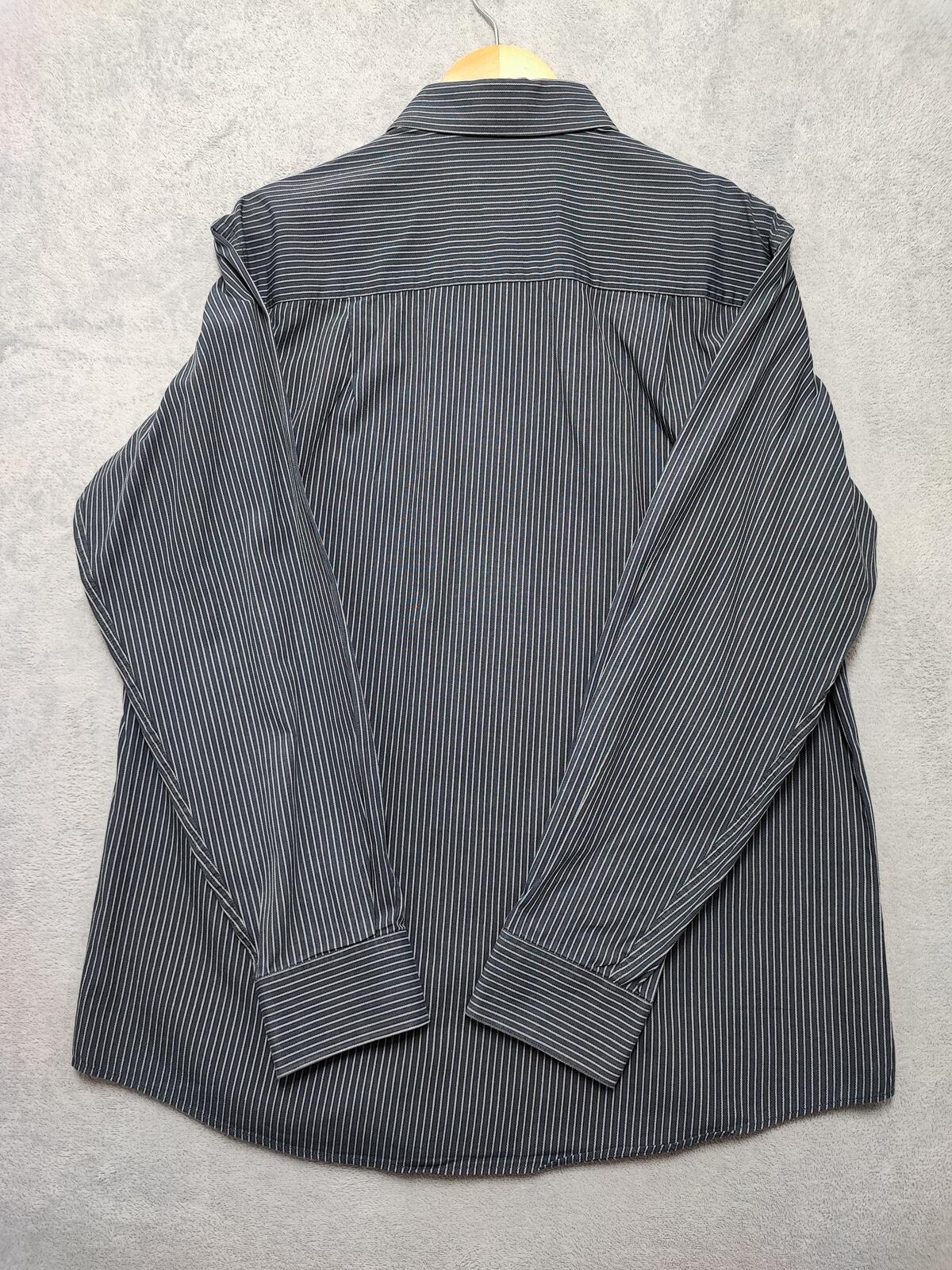 Vintage Calvin Klein Striped Shirt Medium Black White Cotton Long Sleeve 90s Y2K