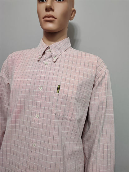 Vintage Armani Jeans Checked Shirt XXL Pink Rose Cotton Long Sleeve 90s Y2K AJ