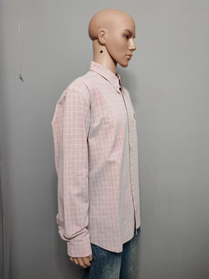 Vintage Armani Jeans Checked Shirt XXL Pink Rose Cotton Long Sleeve 90s Y2K AJ
