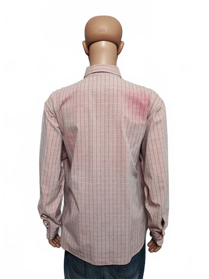 Vintage Armani Jeans Checked Shirt XXL Pink Rose Cotton Long Sleeve 90s Y2K AJ