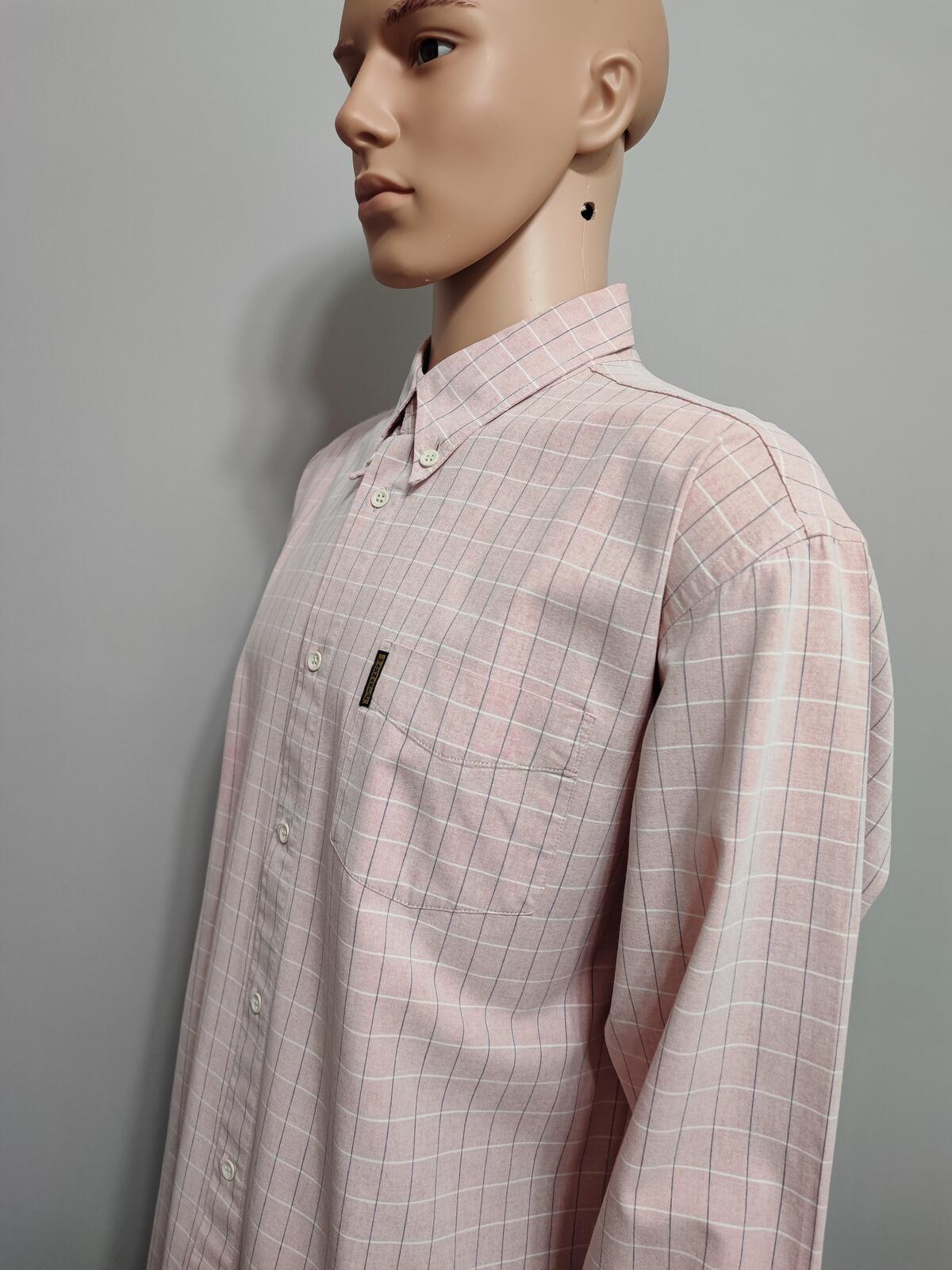 Vintage Armani Jeans Checked Shirt XXL Pink Rose Cotton Long Sleeve 90s Y2K AJ