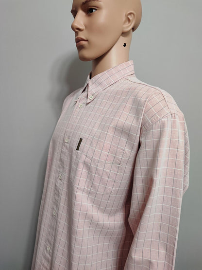 Vintage Armani Jeans Checked Shirt XXL Pink Rose Cotton Long Sleeve 90s Y2K AJ