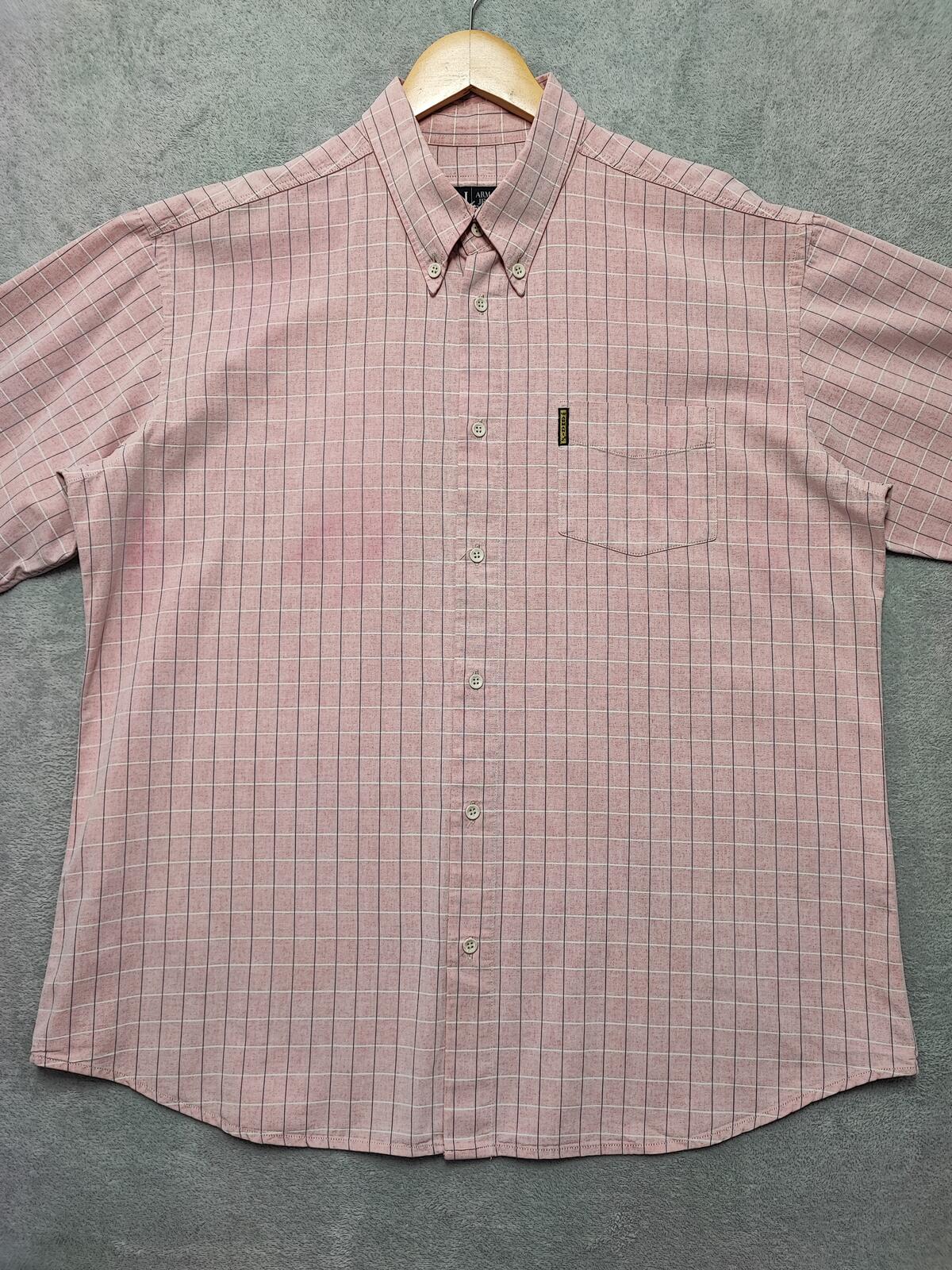 Vintage Armani Jeans Checked Shirt XXL Pink Rose Cotton Long Sleeve 90s Y2K AJ