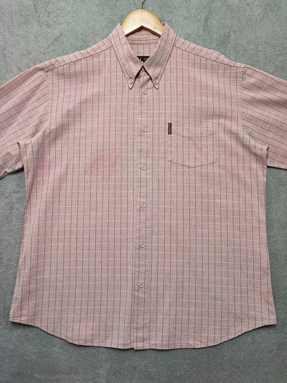 Vintage Armani Jeans Checked Shirt XXL Pink Rose Cotton Long Sleeve 90s Y2K AJ