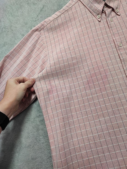 Vintage Armani Jeans Checked Shirt XXL Pink Rose Cotton Long Sleeve 90s Y2K AJ