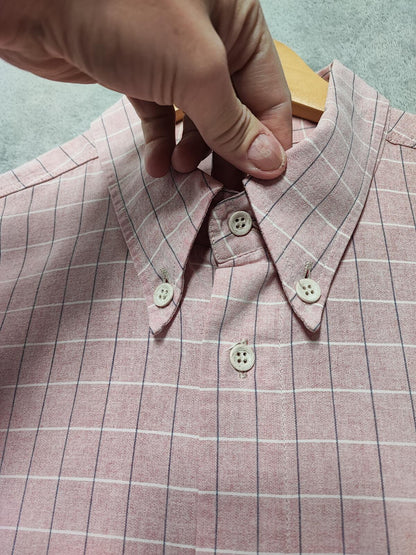 Vintage Armani Jeans Checked Shirt XXL Pink Rose Cotton Long Sleeve 90s Y2K AJ