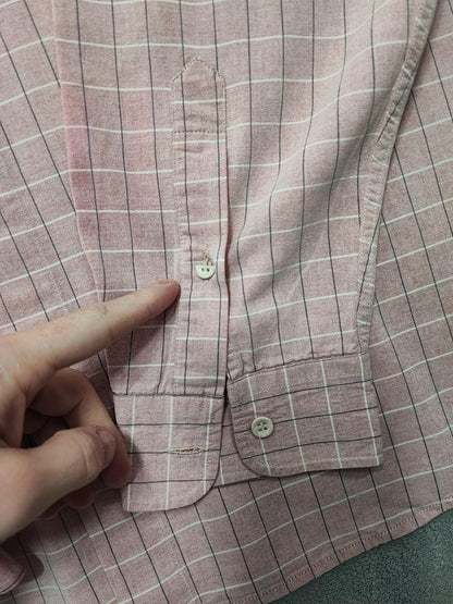 Vintage Armani Jeans Checked Shirt XXL Pink Rose Cotton Long Sleeve 90s Y2K AJ