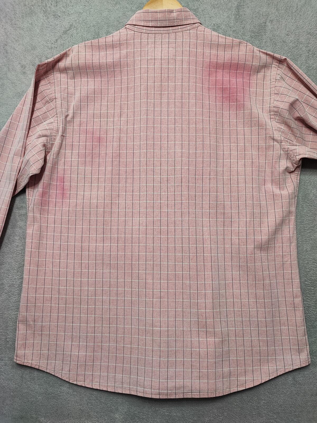 Vintage Armani Jeans Checked Shirt XXL Pink Rose Cotton Long Sleeve 90s Y2K AJ