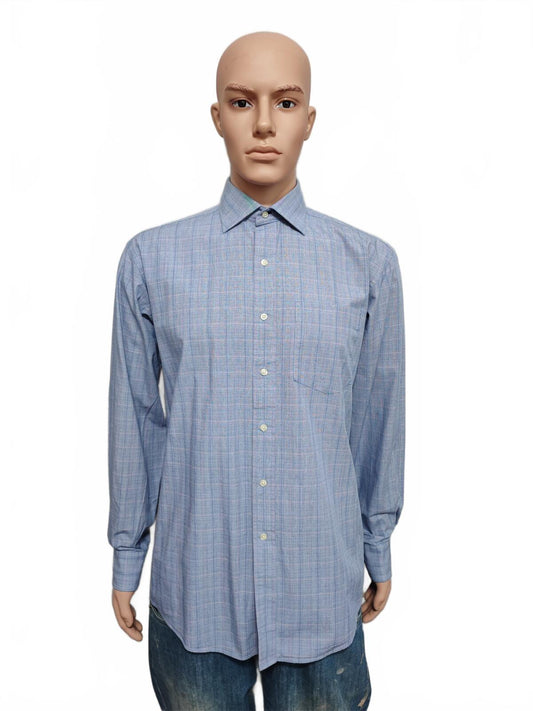 Vintage Tommy Hilfiger Ithaca Checked Long Sleeve Preppy Shirt Blue Men Size L