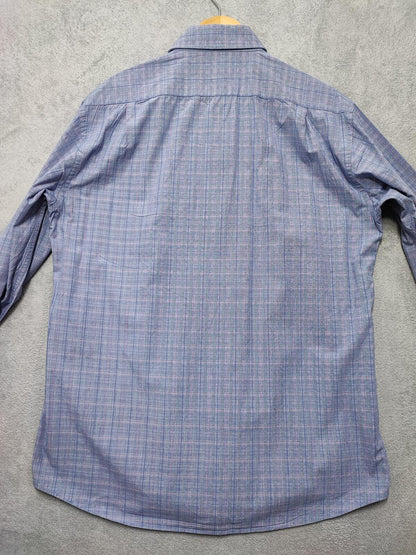Vintage Tommy Hilfiger Ithaca Checked Long Sleeve Preppy Shirt Blue Men Size L