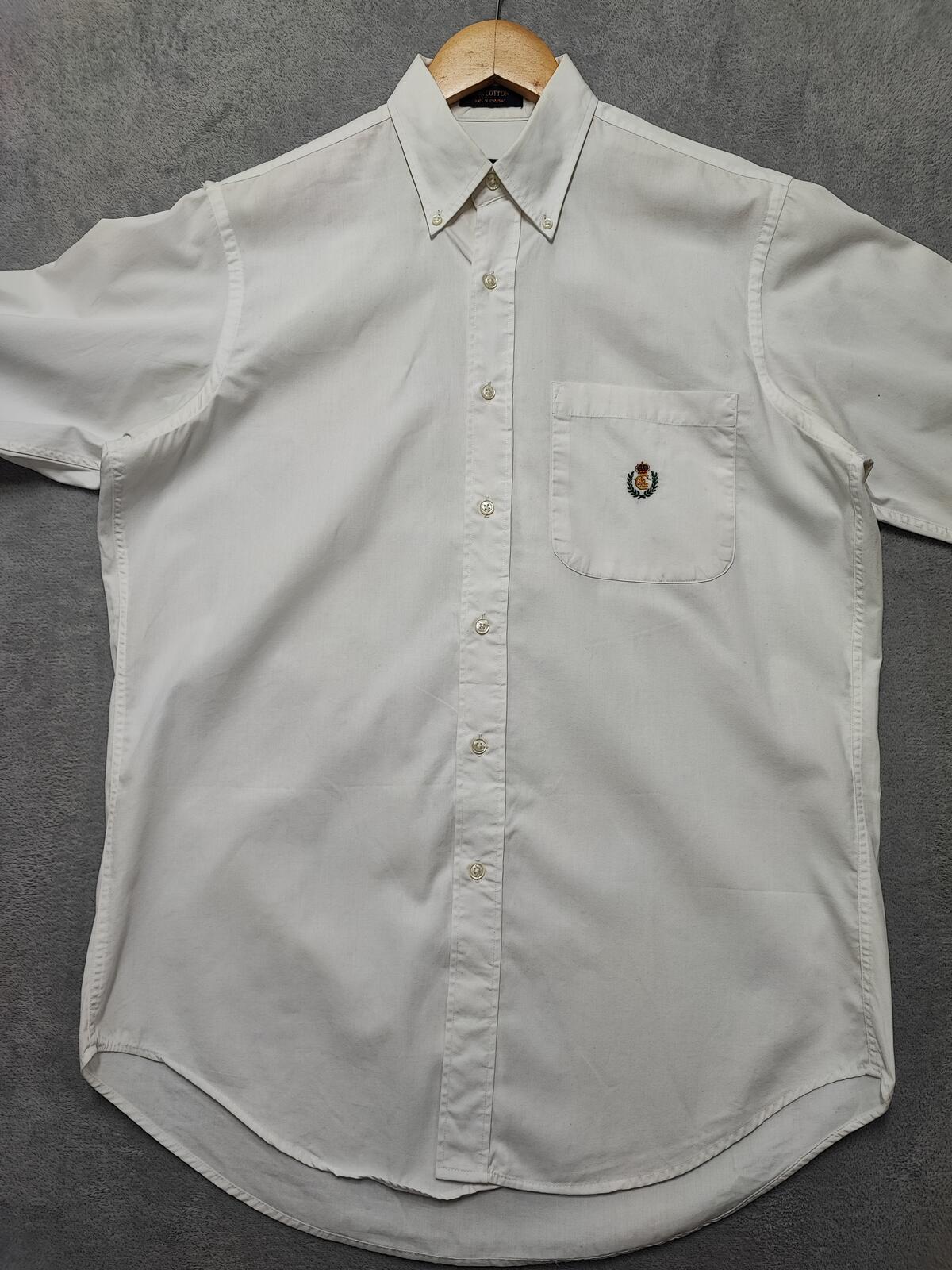 Vintage Chaps Ralph Lauren Plain Long Sleeve Button Down Shirt White Men Large
