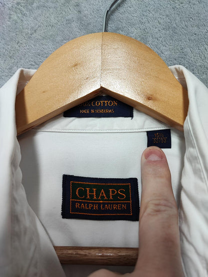 Vintage Chaps Ralph Lauren Plain Long Sleeve Button Down Shirt White Men Large