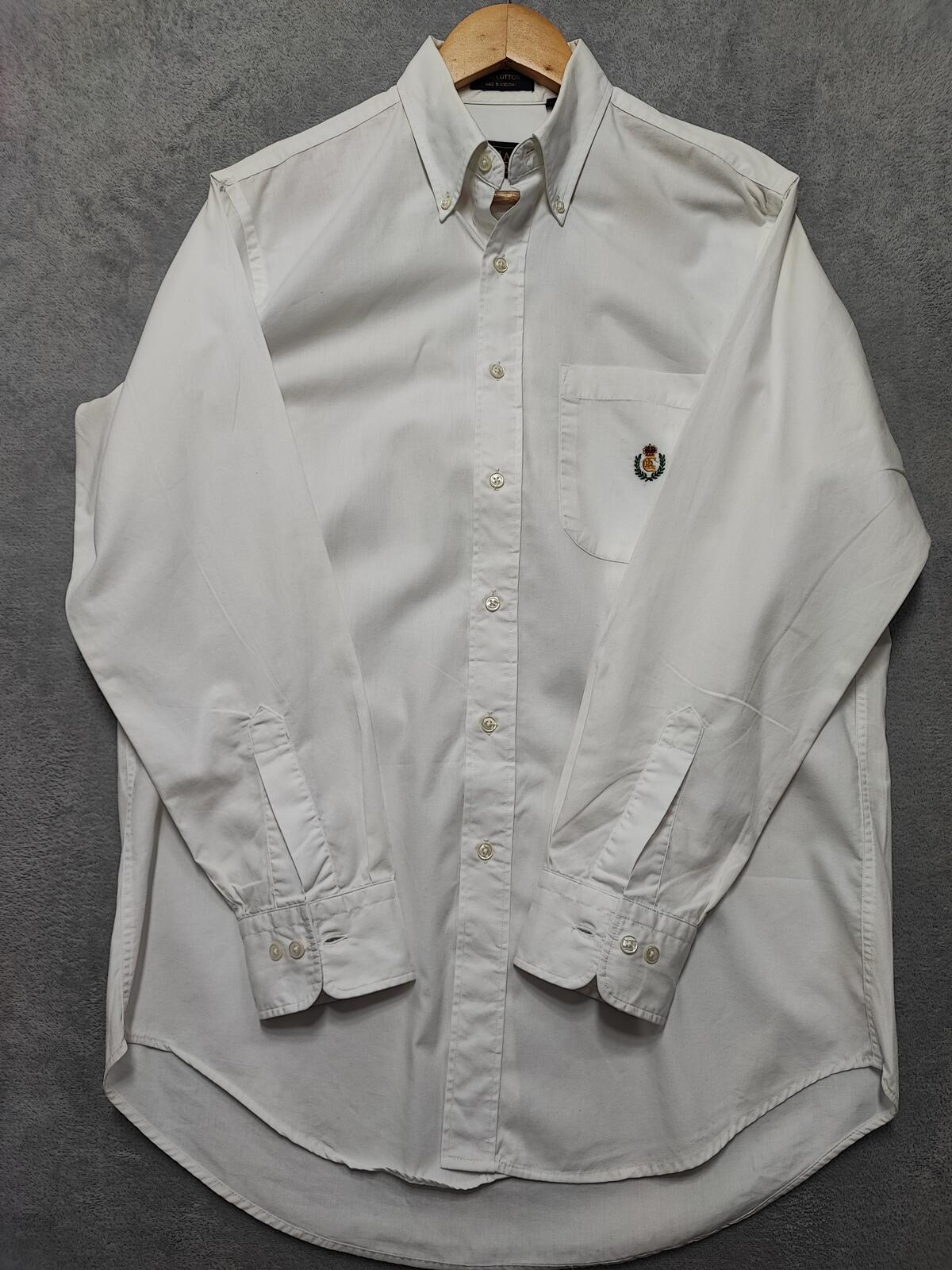 Vintage Chaps Ralph Lauren Plain Long Sleeve Button Down Shirt White Men Large