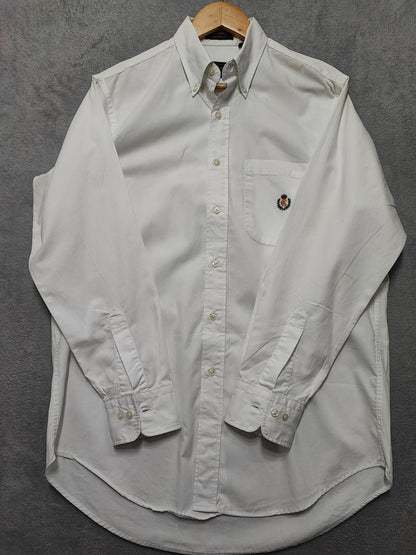 Vintage Chaps Ralph Lauren Plain Long Sleeve Button Down Shirt White Men Large