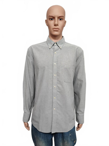 Vintage Chaps Plain Long Sleeve Easy Care Preppy Shirt Grey Men Size XXL