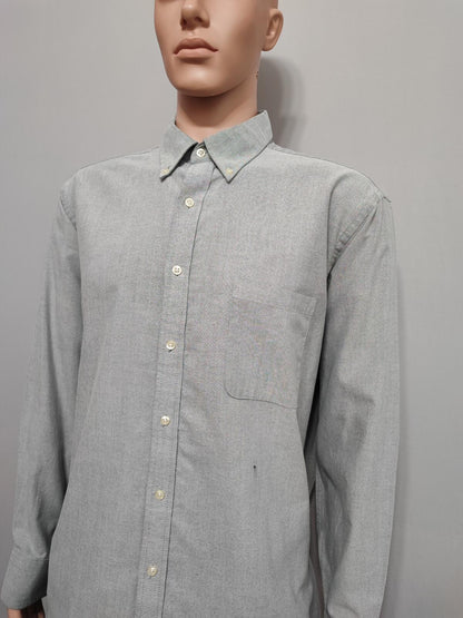 Vintage Chaps Plain Long Sleeve Easy Care Preppy Shirt Grey Men Size XXL