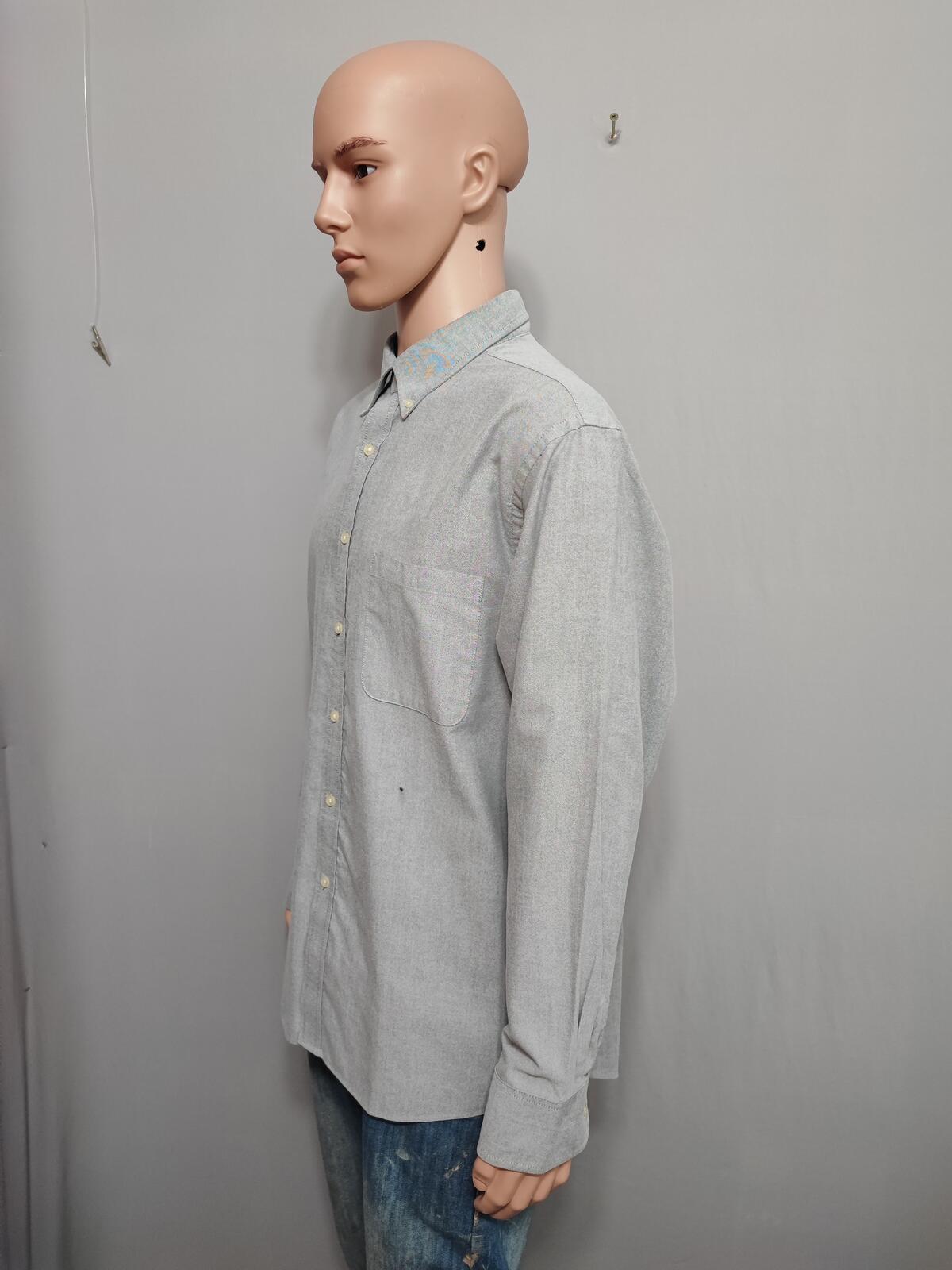 Vintage Chaps Plain Long Sleeve Easy Care Preppy Shirt Grey Men Size XXL