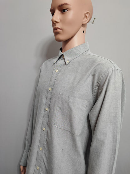 Vintage Chaps Plain Long Sleeve Easy Care Preppy Shirt Grey Men Size XXL