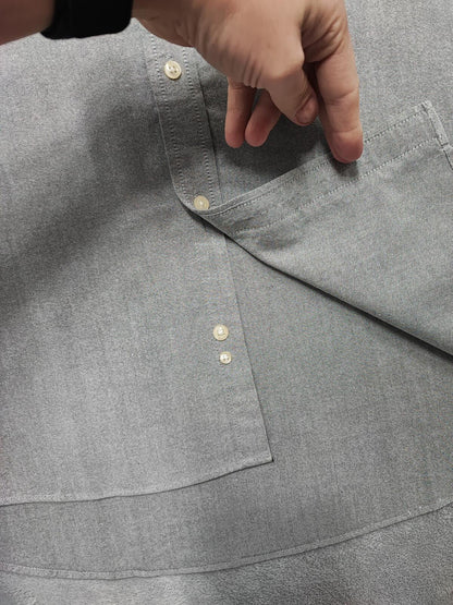 Vintage Chaps Plain Long Sleeve Easy Care Preppy Shirt Grey Men Size XXL