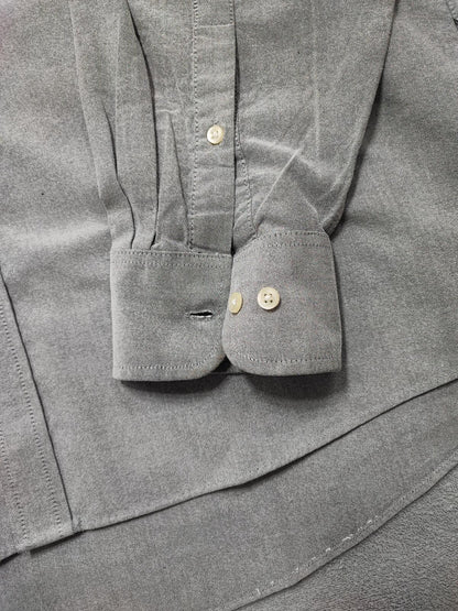 Vintage Chaps Plain Long Sleeve Easy Care Preppy Shirt Grey Men Size XXL