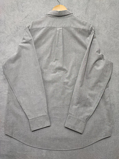 Vintage Chaps Plain Long Sleeve Easy Care Preppy Shirt Grey Men Size XXL