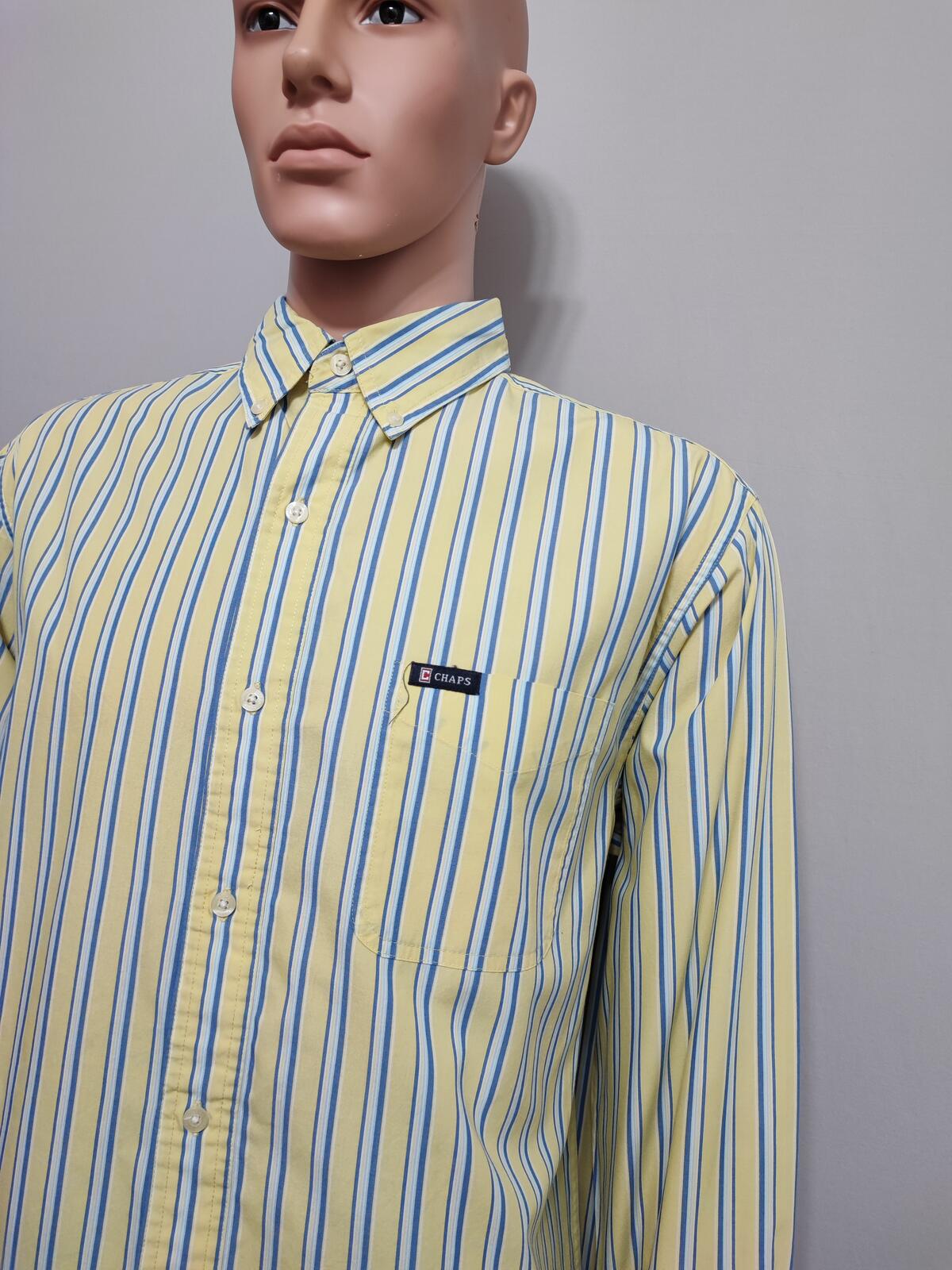 Vintage Chaps Striped Long Sleeve Shirt Yellow Blue Men's Size XL