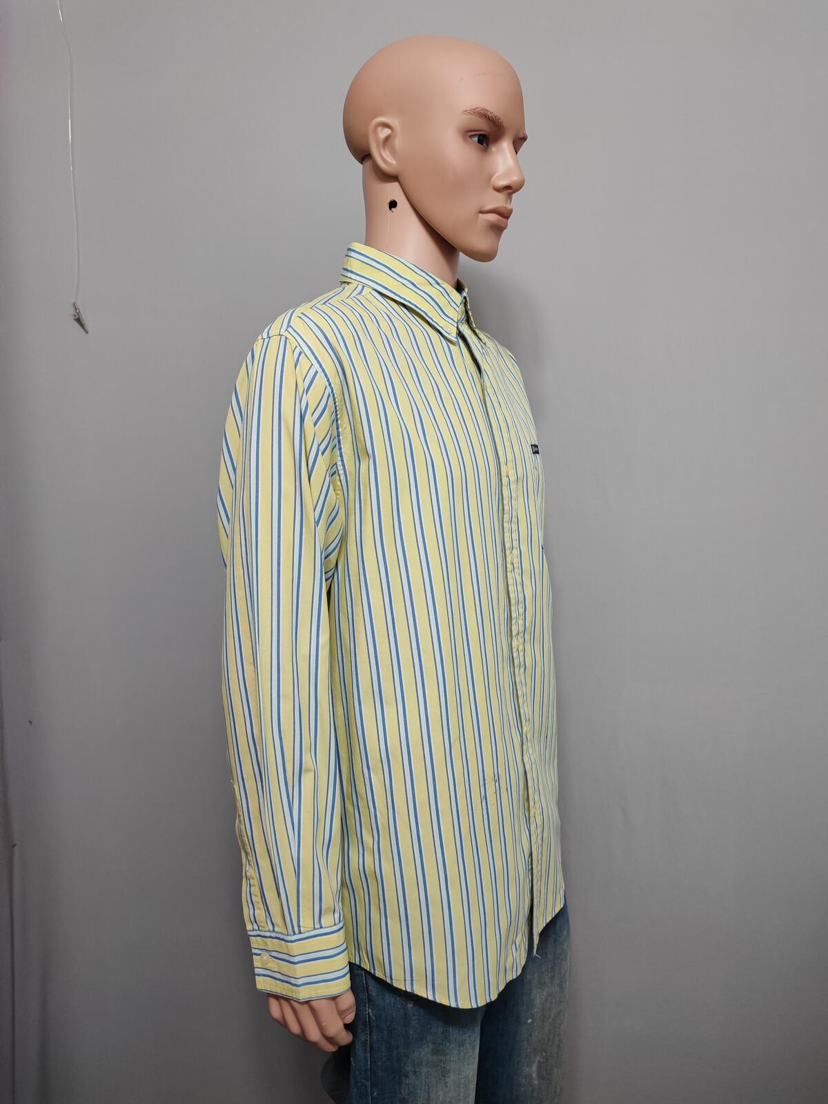 Vintage Chaps Striped Long Sleeve Shirt Yellow Blue Men's Size XL