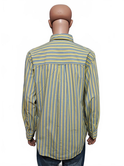 Vintage Chaps Striped Long Sleeve Shirt Yellow Blue Men's Size XL