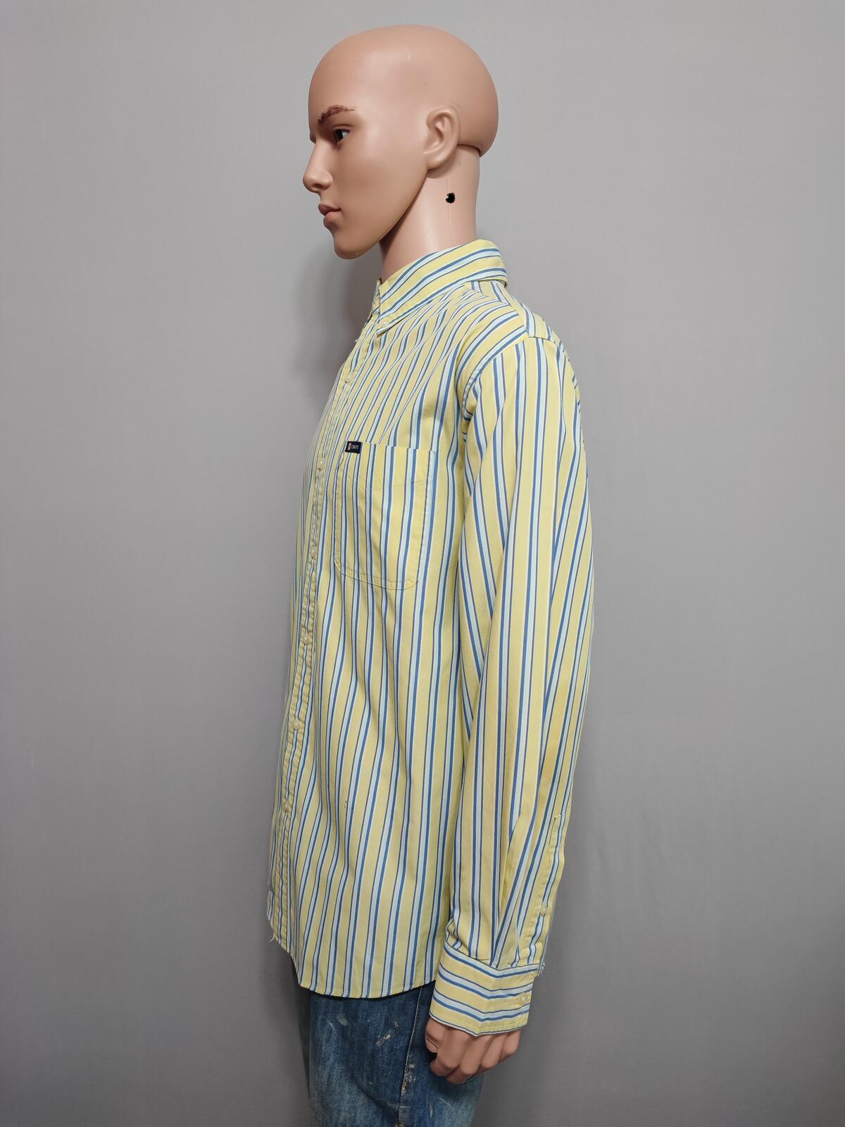 Vintage Chaps Striped Long Sleeve Shirt Yellow Blue Men's Size XL
