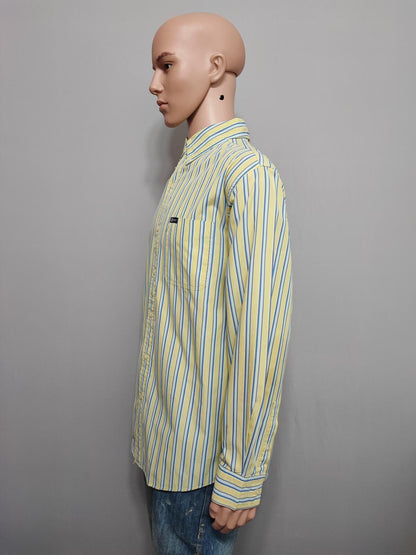 Vintage Chaps Striped Long Sleeve Shirt Yellow Blue Men's Size XL
