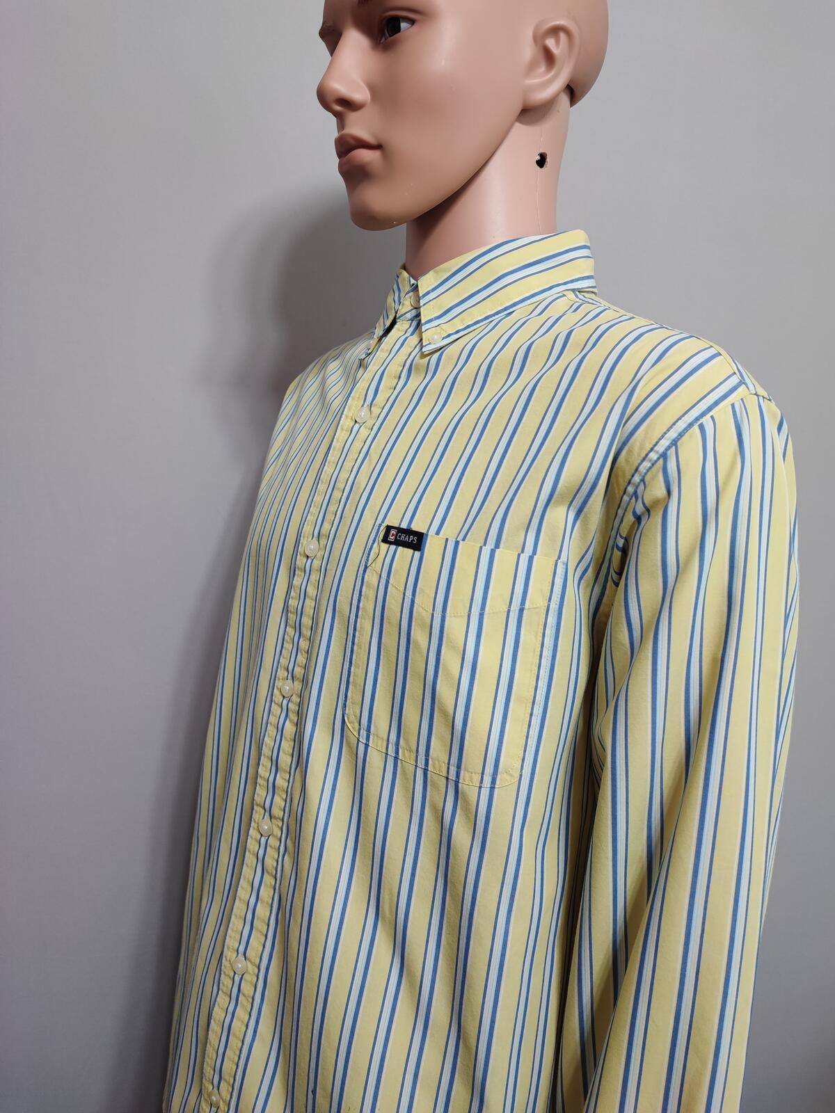 Vintage Chaps Striped Long Sleeve Shirt Yellow Blue Men's Size XL