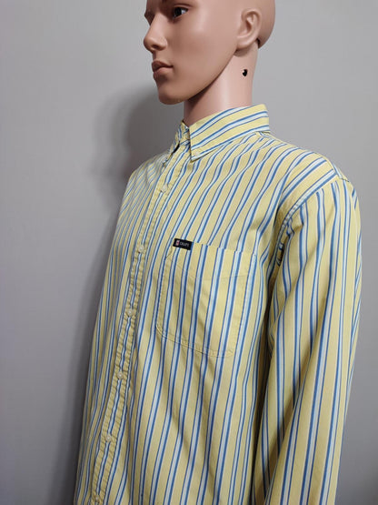 Vintage Chaps Striped Long Sleeve Shirt Yellow Blue Men's Size XL