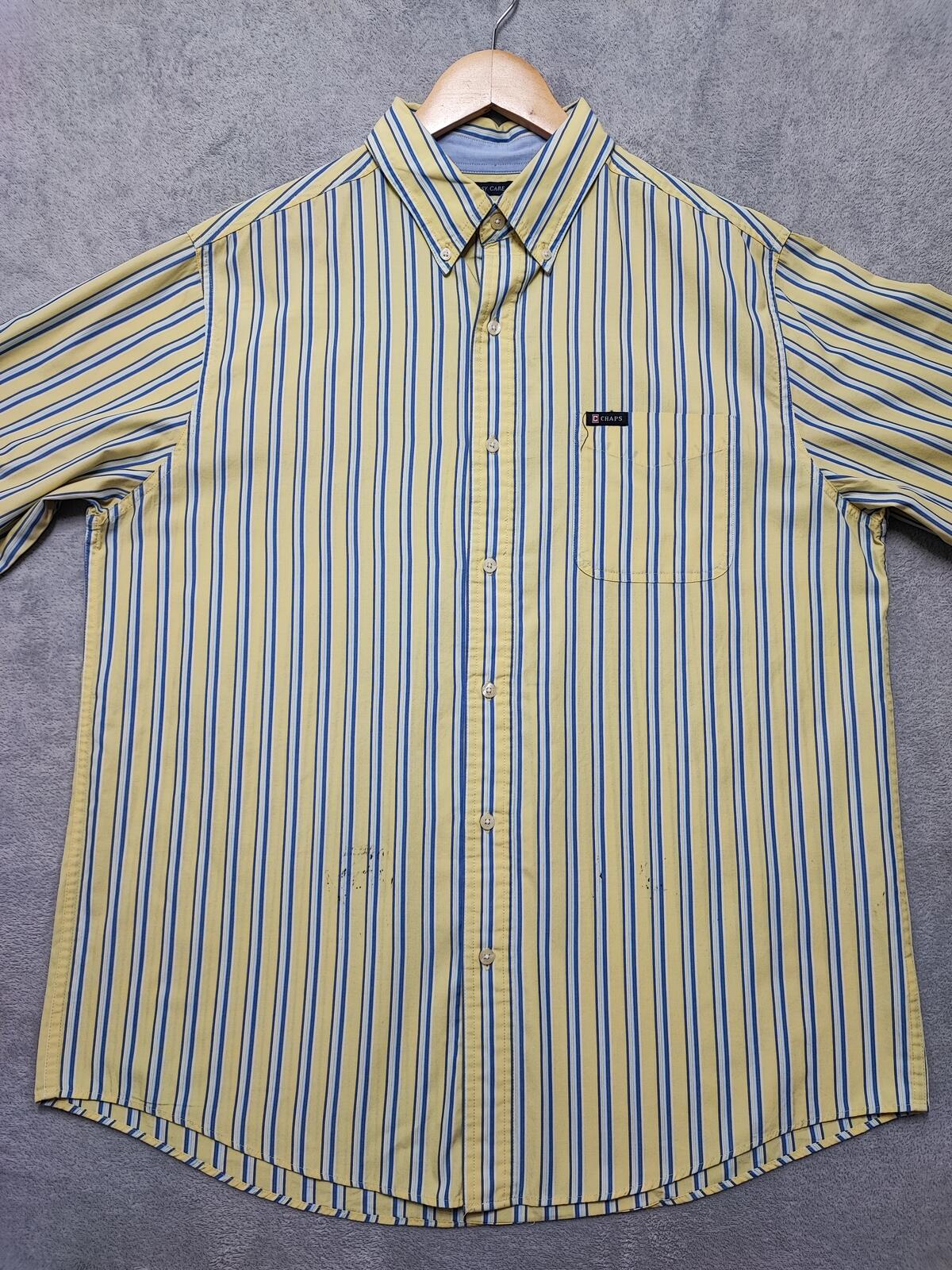 Vintage Chaps Striped Long Sleeve Shirt Yellow Blue Men's Size XL