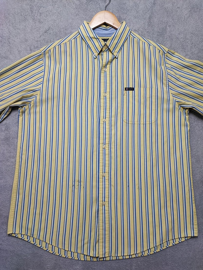 Vintage Chaps Striped Long Sleeve Shirt Yellow Blue Men's Size XL