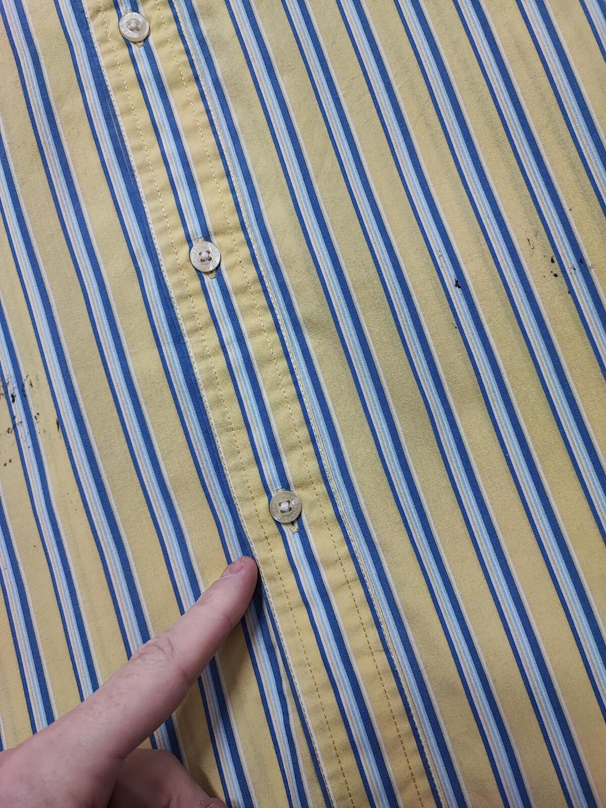 Vintage Chaps Striped Long Sleeve Shirt Yellow Blue Men's Size XL