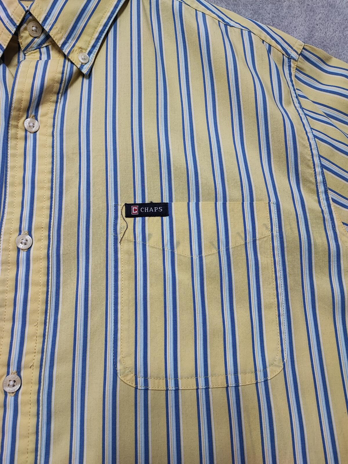 Vintage Chaps Striped Long Sleeve Shirt Yellow Blue Men's Size XL