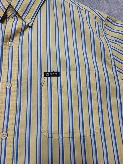 Vintage Chaps Striped Long Sleeve Shirt Yellow Blue Men's Size XL