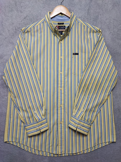 Vintage Chaps Striped Long Sleeve Shirt Yellow Blue Men's Size XL