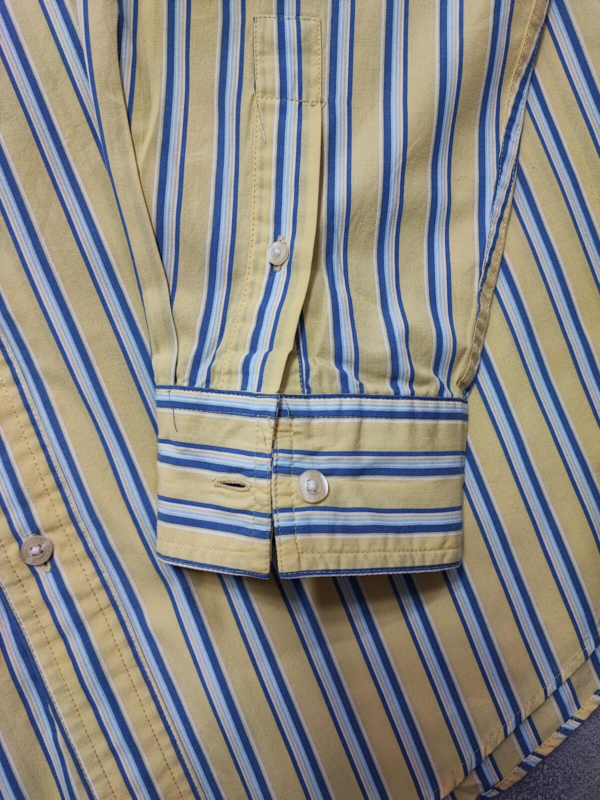 Vintage Chaps Striped Long Sleeve Shirt Yellow Blue Men's Size XL
