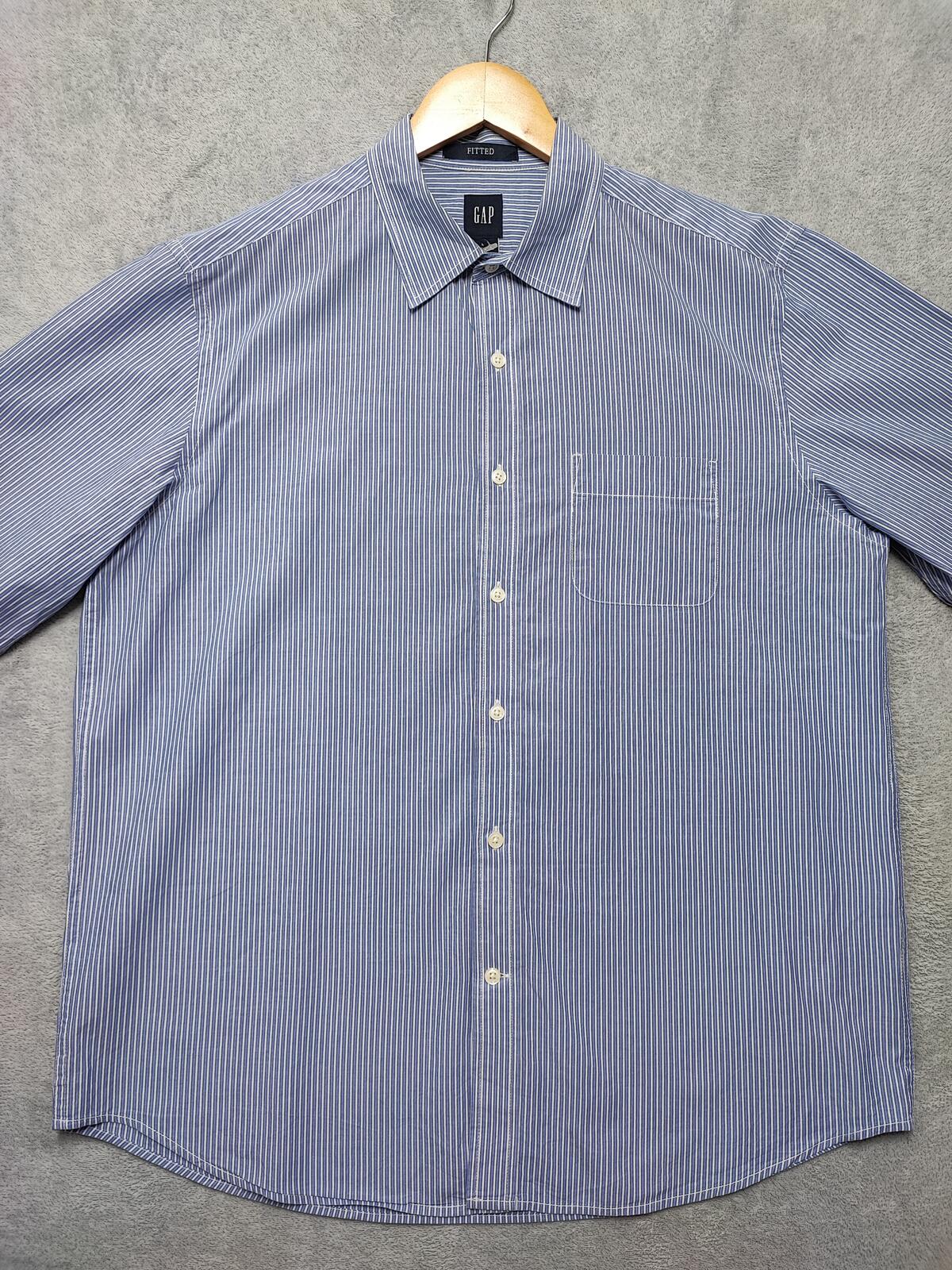 Vintage Gap Striped Long Sleeve Grunge Skater Shirt Blue Red Men Size Large