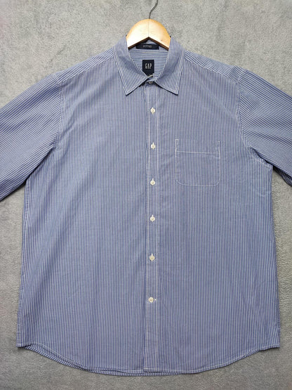 Vintage Gap Striped Long Sleeve Grunge Skater Shirt Blue Red Men Size Large