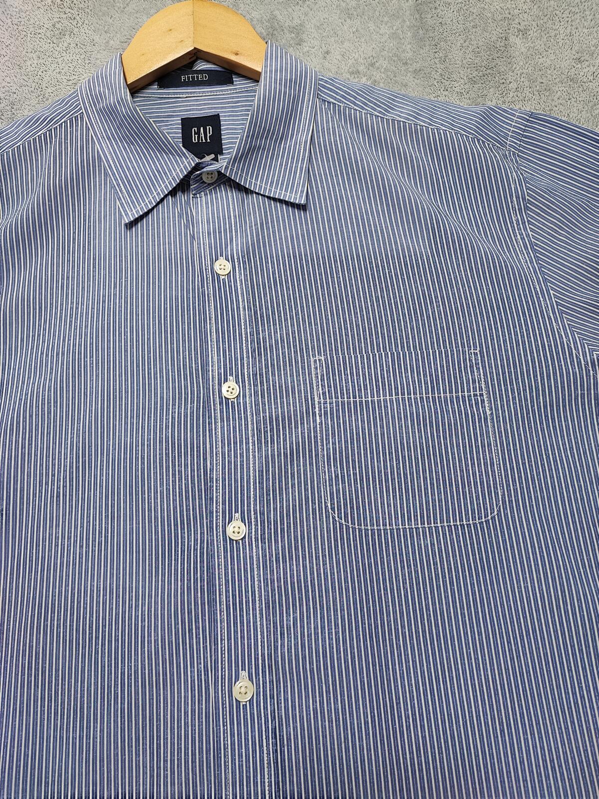 Vintage Gap Striped Long Sleeve Grunge Skater Shirt Blue Red Men Size Large