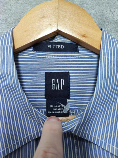Vintage Gap Striped Long Sleeve Grunge Skater Shirt Blue Red Men Size Large